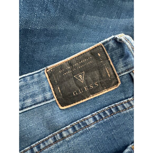 Guess Jeans Relaxed Leg Jeans Y2K Whisker Logo Pockets Cotton Size 38x32 - Picture 4 of 6